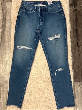 NYDJ Women's Distressed Dark Blue Skinny Jeans